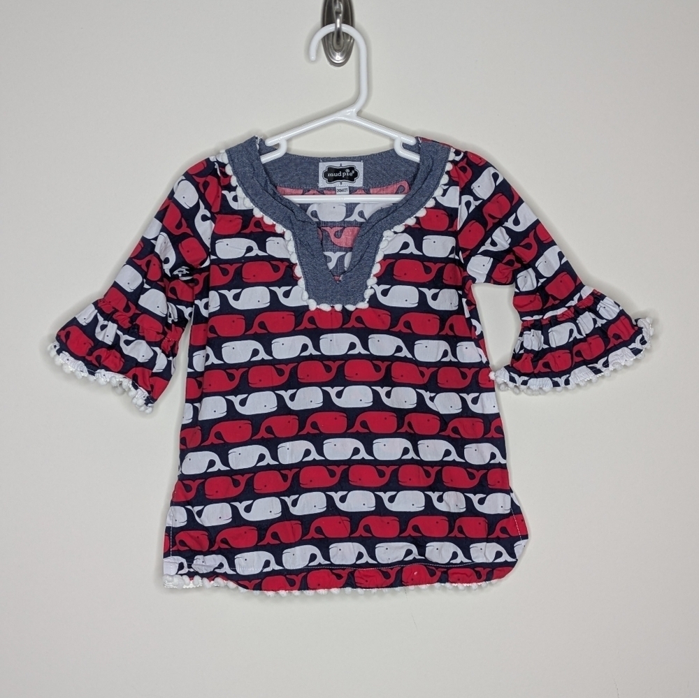 Mud Pie Whale Patriotic Swim Cover Up 2T